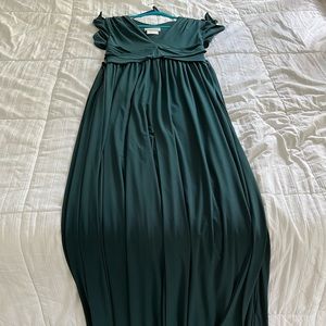 Beautiful forest green full length BHLDN dress